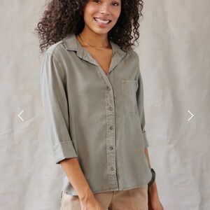 Anthropologie Bella Dahl Oceanside Top - Soft Army XS